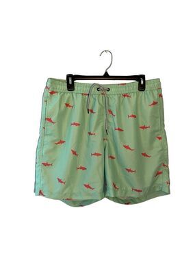 Maamgic mint green swim trunks with hot pink shark pattern - XL